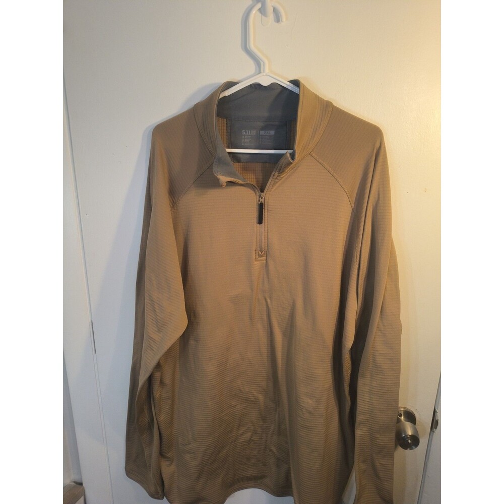 5.11 Tactical Pullover Shirt Mens 2XL Brown 1/4 Zip Raglan Sleeve Military Rabid